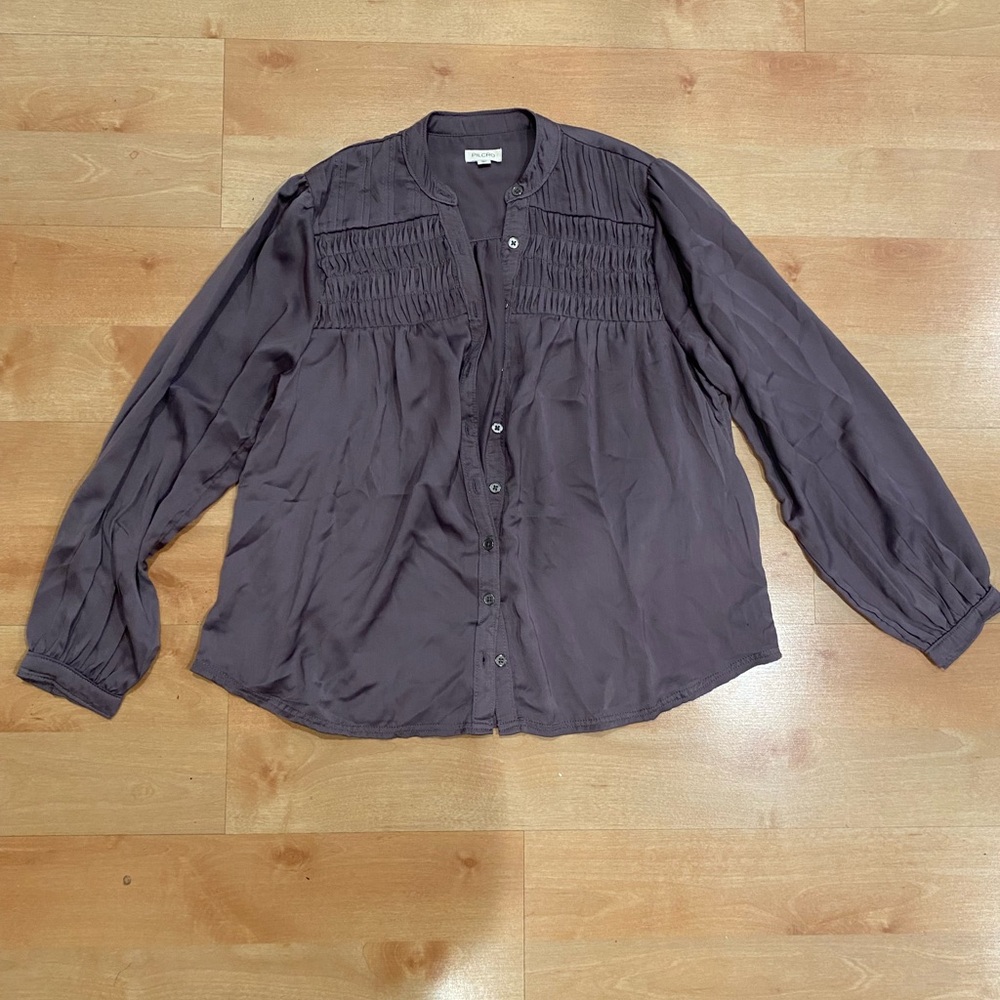 Pilcro Smocked Yoke Button-Front Blouse
